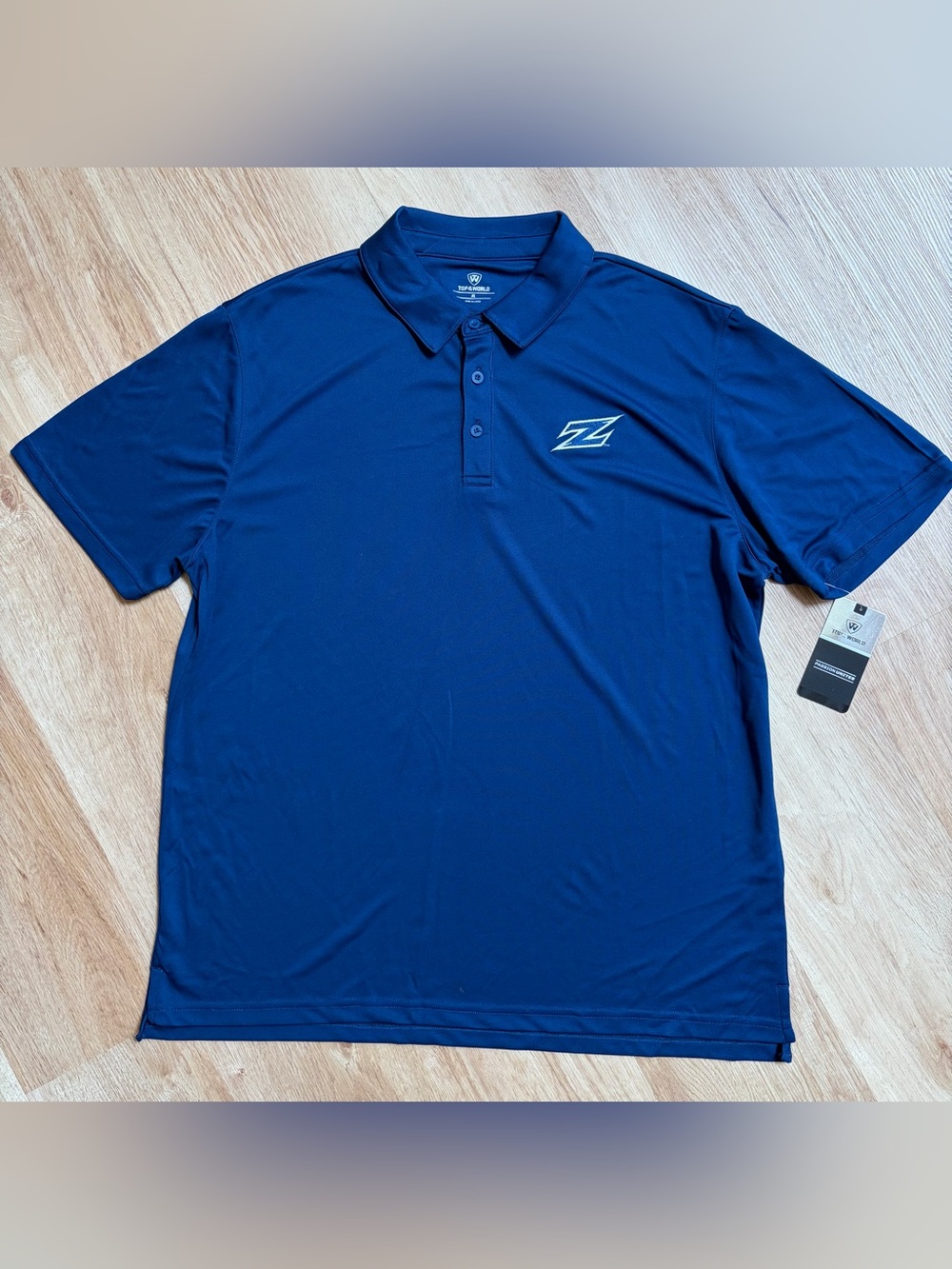 NWT Golf Shirt Polo Top of the World Navy Blue Embroidered Akron Zips XL